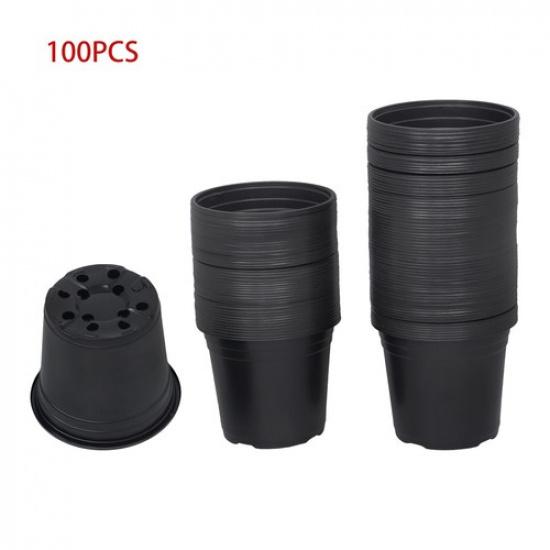 100 Pack 5/6 Inch Nursery Pots For Plants Plastic Plant Pots With Drainage Holes
