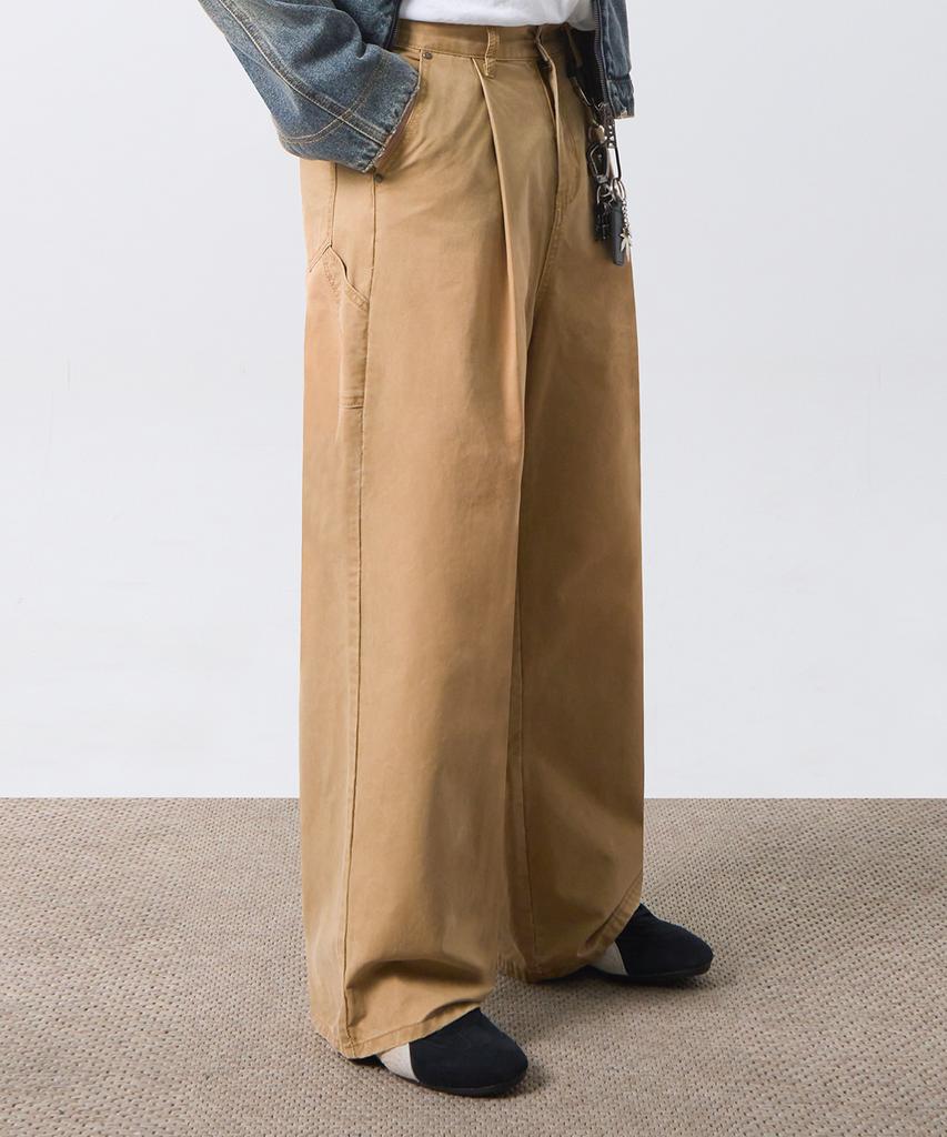 Dimiteulibeullaeg Wide Carpenter Cotton Pants_Beige