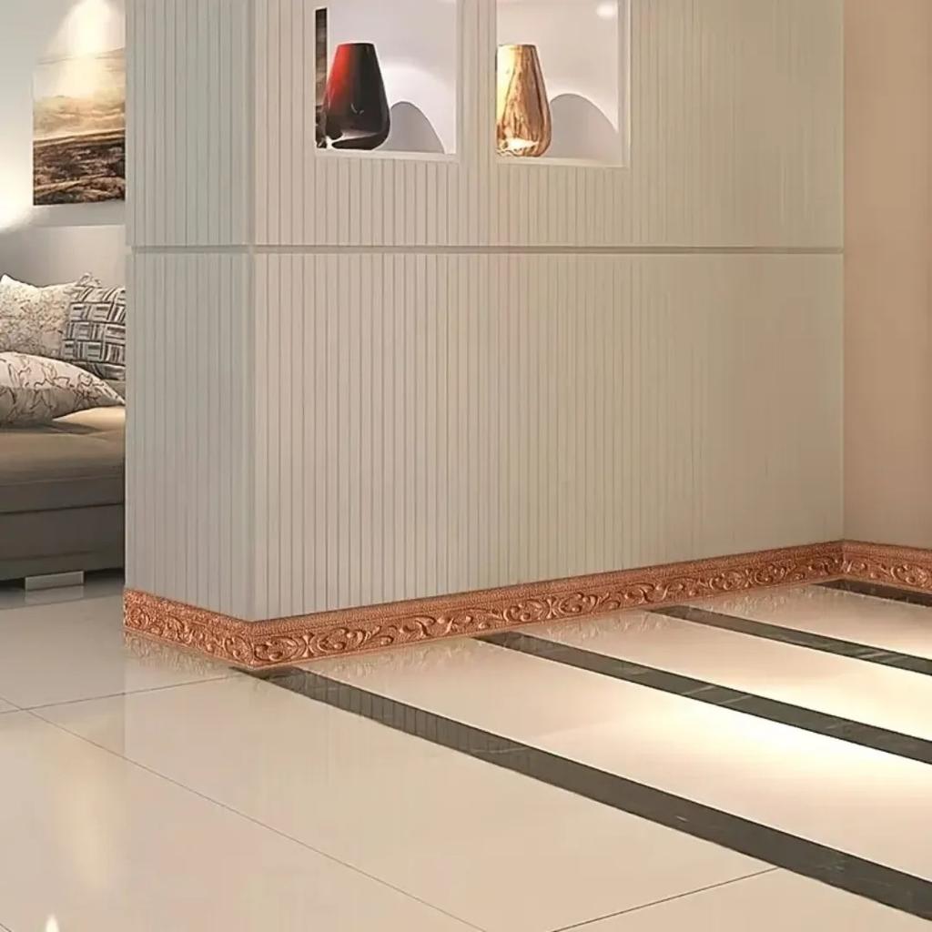 1PC 2.3m/Roll 3D Wall Trim Line Skirting Border Self Adhesive Baseboard Wallpaper Wall Sticker For Room Home Decoration