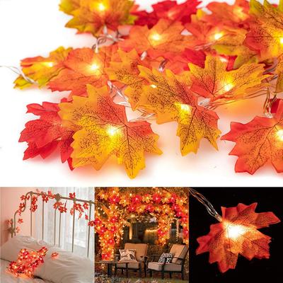 6M/3M/1.5M Christmas Maple Leaf Led Light String Autumn Leaves Led String Halloween Decoration 2024 Fall Garland Home Party Diy