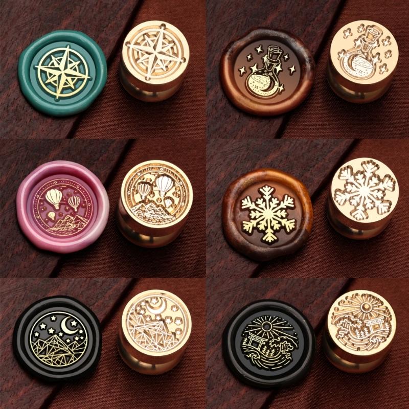 6Pcs Christmas Themed Stamp Head for Wedding Invitations Christmas Card Envelope Decoration Embossed Sealing Stamp