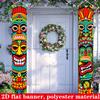 2D Flat, 2D Flat - 2D Flat, 2D Flat - 2D Flat Banner 2pcs Tiki Mask Porch Banners, Tropical Luau Theme Door Couplet Decorations, Polyester Hanging Wel