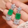 New set, jewelry, earrings, rings, square color treasure, red corundum, fashionable European and American style luxury women's models are in stock.