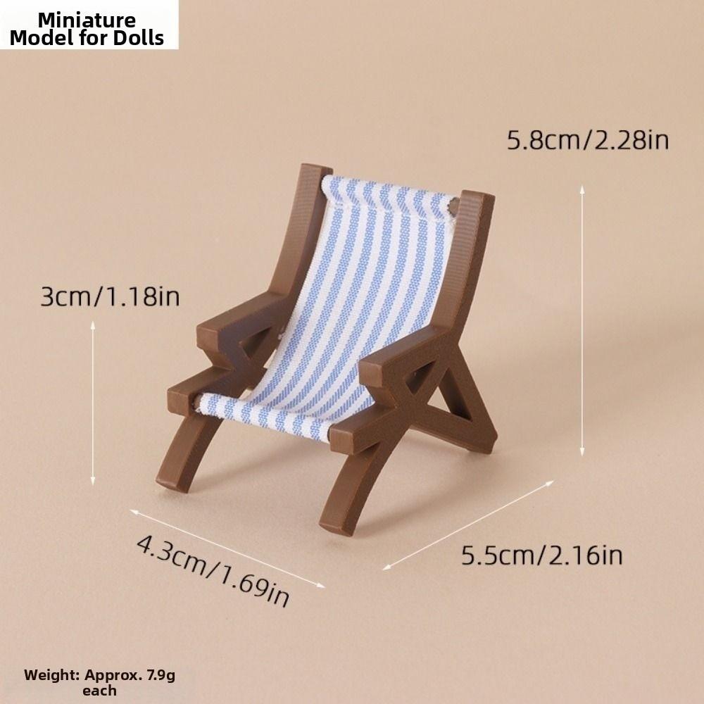 

Multicolors Foldable Beach Chair Model Mini Beach Outdoor Casual Reclining Chair For OB11 Doll