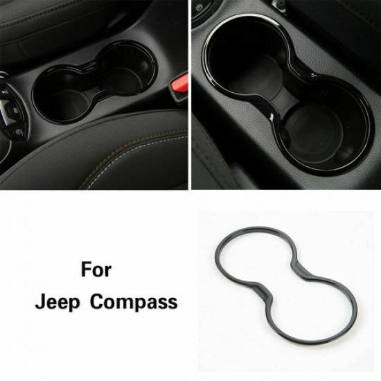 Front Central Cup Holder Cover Trim Decor Frame For Jeep Compass 2017- Black