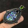 Abalone Shell Pendant Copper Wire Wrapped Pendant Gemstone Designer Jewelry Handmade Pendant Gift For Mother Peridot Pendant Copper Jewelry
