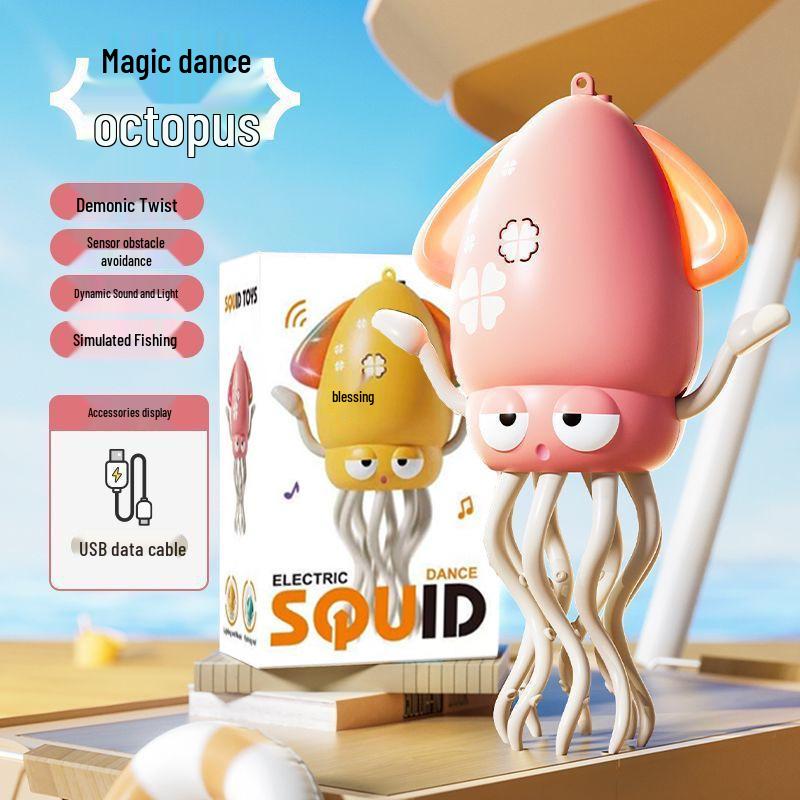 

Игрушка танцующий осьминог на День защиты детей: Музыкальный, Электрический, Обход препятствий, Индукционная магия. English Color Box * with Fishing Rod