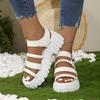 Fashion shoes for women Summer Breathable Shoes  Fur Straps Casual Thick Sole Shoe  Cool Thick High Heels Soft Sole Sandals women shoes