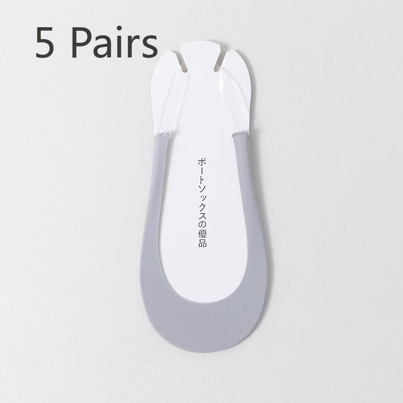 5 Pairs Harness Boat Socks Women's Socks Shallow Mouth Summer Thin Ice Silk Invisible Socks