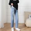 High Waist Elastic Maternity Jeans: Slimming, Straight Leg, Plus Size Denim for Spring.