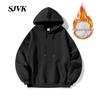 Herren Weinrot Plus Samt Kapuzenpullover - Lässige Lockere Herbst/Winter Oberbekleidung