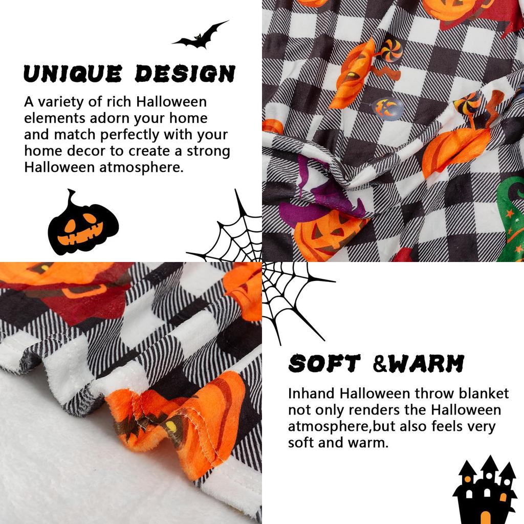 Halloween Pumpkin Pattern Blanket Flannel Soft Comfortable Home Blanket Warm Blanket Holiday Gift Decoration
