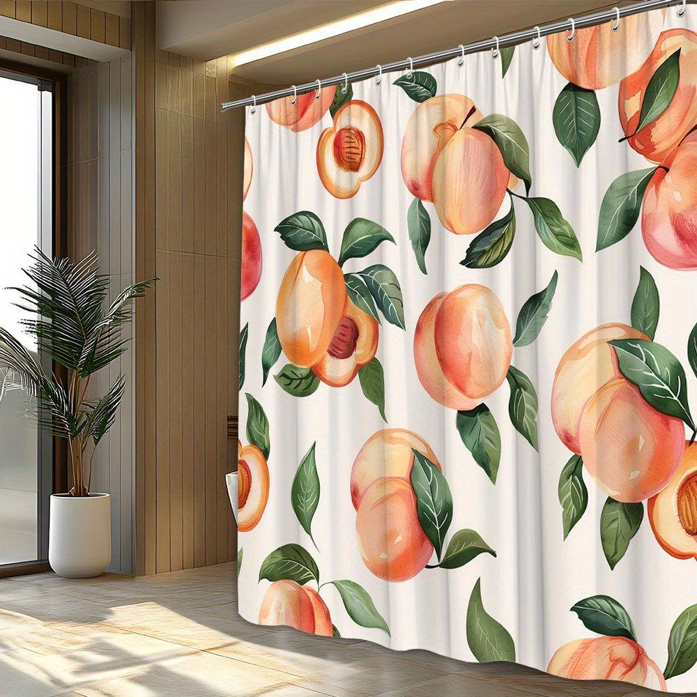 1pc ripe peaches and green leaves peach juicy peaches with green leaves on soft cream beige background bathroom decoration