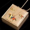 Color Oil Drop Pony Pendant Personalized Necklace Light Luxury Premium Neck Earrings Set Women