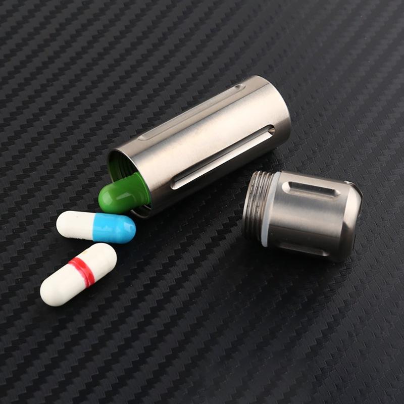 Titanium Alloy Waterproof Sealed Capsule Medicine Case Storage Container Bottle Keychain Home Travel Multi-function EDC Tool