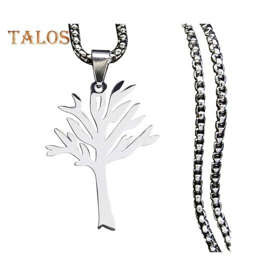Unisex halskjede anheng Tree of Life Pure Color Titanium Stål Polert Individuelle Kvinner Menn Hals Smykker Club Party Halskjede
