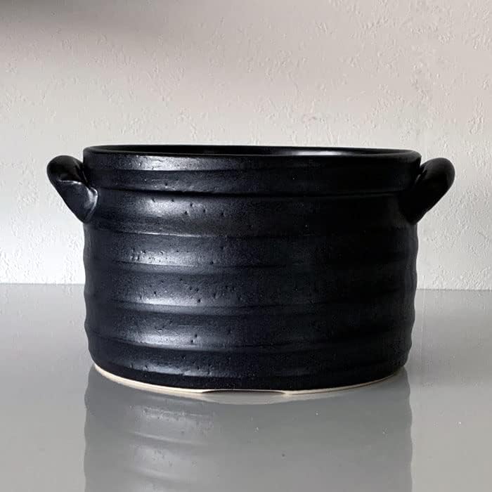 Banko Ware Rice Heat Black Glaze Made in Japan Cooker, 3-Cup, Earthenware, Induction/Direct Compatible, Metal,