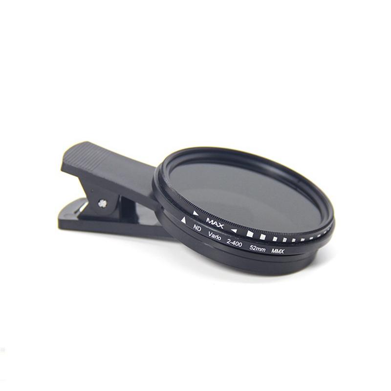 AEF7-1 Set Solar Eclipse Phone Filter 52Mm Camera Lens Filter ND 2-400 Smartphone Lens Filter With Clip Lens Cap