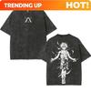 Individuelles Shirt Hunter X Hunter HXH Killua Zoldyck Anime Manga Spiel Doppelseitig Bedruckt Säuregewaschenes T-Shirt Oberteil Grafik-T-Shirt E