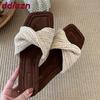 Fashion Female Slides Ladies Flats Slippers Shoes Casual Beach Soft Fashion Square Toe Women Flats Slippers Shoes Sandals Flip flops