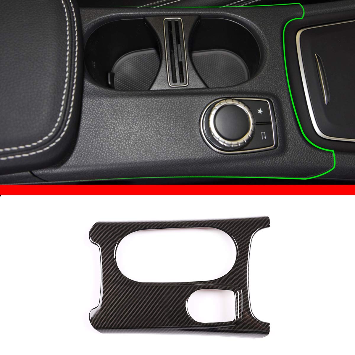 

Накладка декоративная на подстаканник ABS для A180 с правым рулем Mercedes-Benz CLA, GLA, A-Class C117, W176, W177, X156, 2012-2019 (Углеродное волокно) чёрный