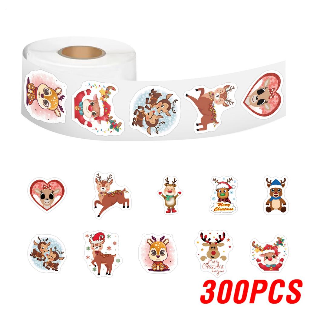 100-500pcs Merry Christmas Stickers Reindeer Christmas Tag For Envelope Sealing Gift Decor Shop Product Packaging Stickers
