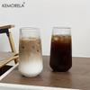 KEMORELA 4/6pcs Vertical Striped Glass Heat-Resistant Glass Water Cup Milk Juice Cup Iced Coffee Summer and Winter Drinking Ware
