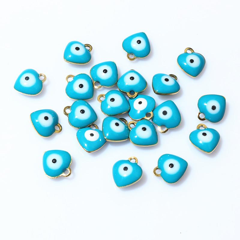 20pcs 9x8mm Enamel Evil Eyes Heart Charms Pendant Stainless Steel DIY Jewelry Making Accessories Findings Bracelet Earrings