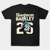 Men Black Print T-shirt Saquon Barkley 26 No-Cut Transfer Paper Print Cotton Tshirt