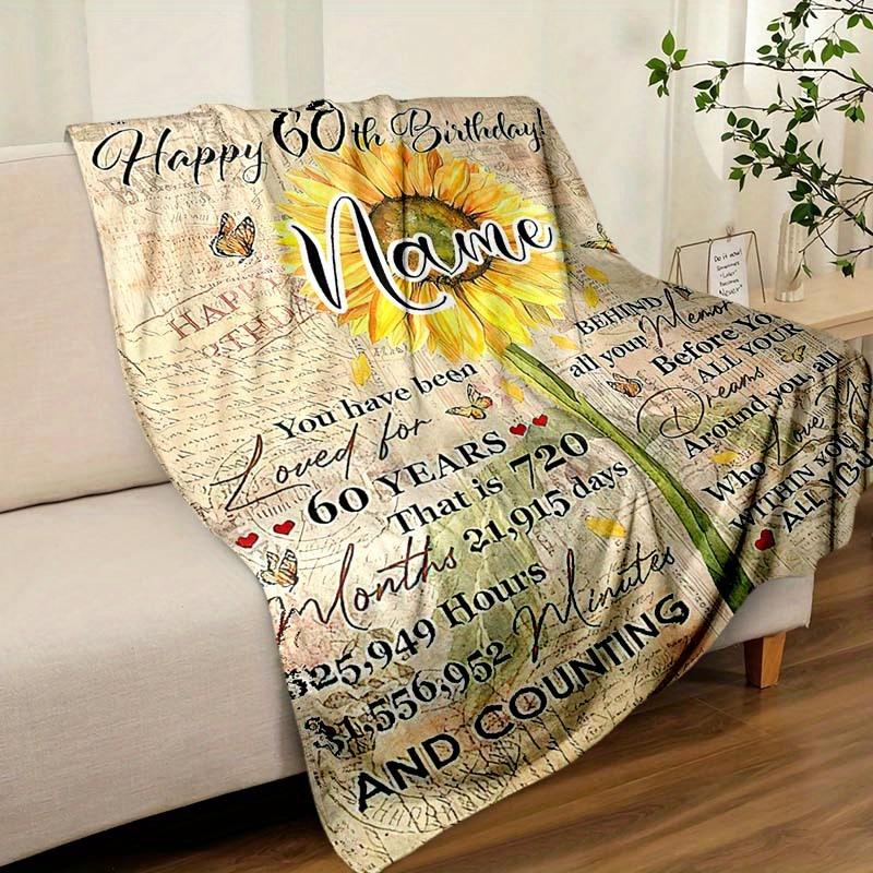 Happy 60Th Birthday Customize Your Name Blanket Warm Comfortable And Soft Blankets Are Suitable For Home Lunch Break Blanket Office Sofa Sofa Gift To