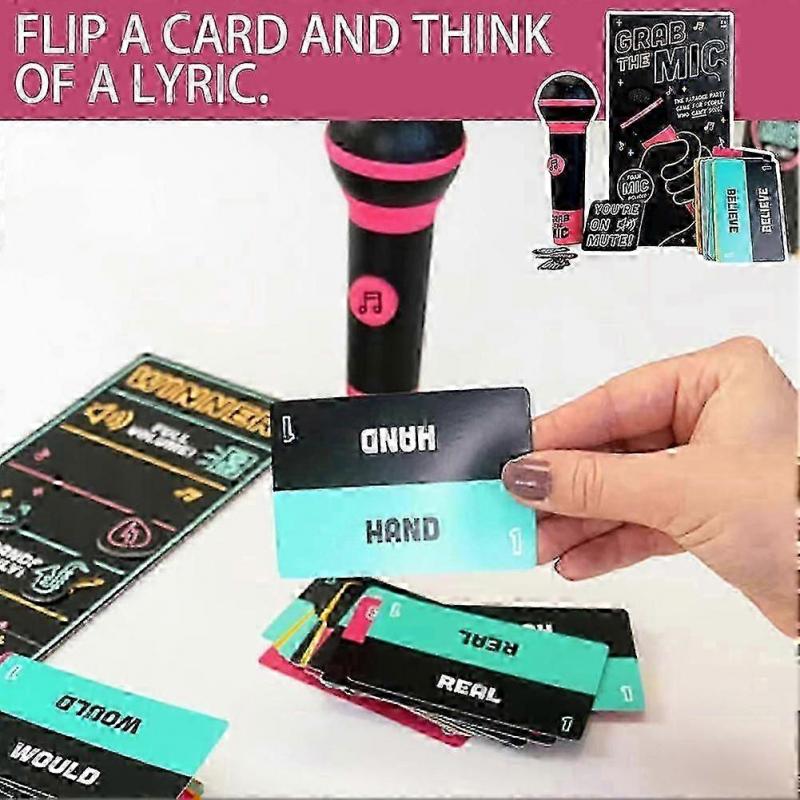 Fogd a Mikrofónt Karaoke Játék Dalszöveges Kártyákkal, 2-10 Játékos Számára Vicces Társasjáték Gyerekeknek és Felnőtteknek, Tökéletes Partikra és Születésnapokra - HZ