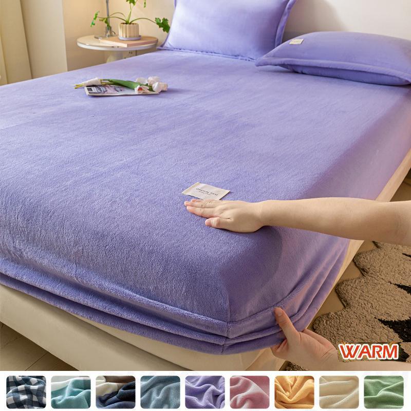 High-quality Soft Velvet Fitted Sheet with Elastic Bands Non Slip Adjustable Mattress Covers for Single Double King Queen Bed 160x200cm