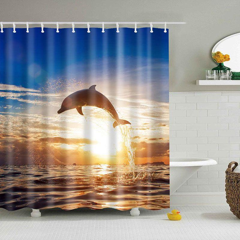 Fabric Waterproof Bathroom Shower Curtain Sheer Panel Decor 12 Hooks New
