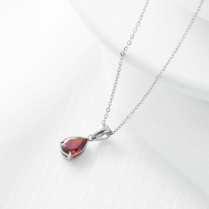 Versatile Personality and Temperament Zircon Necklace Simple Waterdrop Necklaces Fashion Age Reduction Colored Jewelry