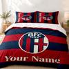 Bologna Football Club Custom Name 3pc Set Perfect for Bedroom Use Comfortable Bedding Set Includes a Duvet Cover and Two Pillowcases Ideal Birthday or