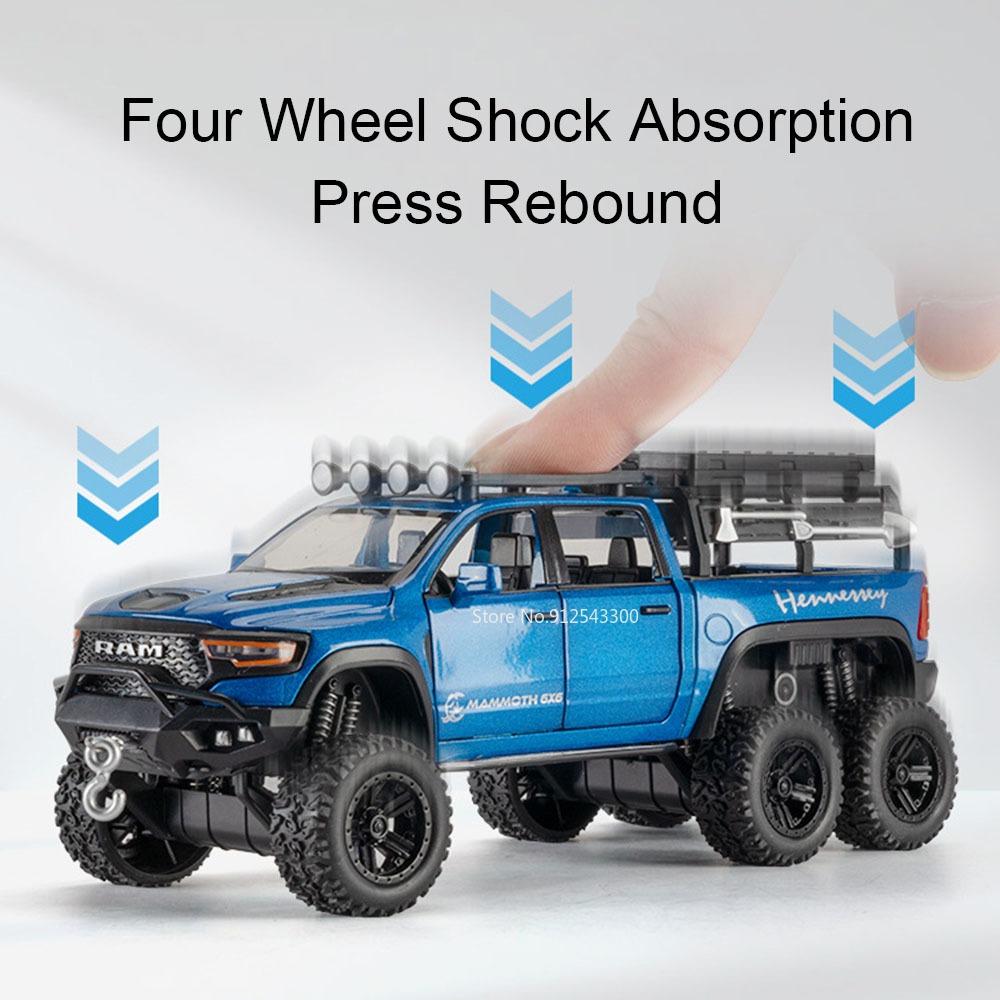 1:32 Mammoth Raptor F150 Alloy Model Car Toy Sound Light Diecast Metal Pull Back Off-road Pickup Models Collection Kids Gifts