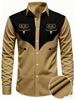 Western Style Long Sleeve Button-Up Shirt with Bull Skull & 9191 Graphic