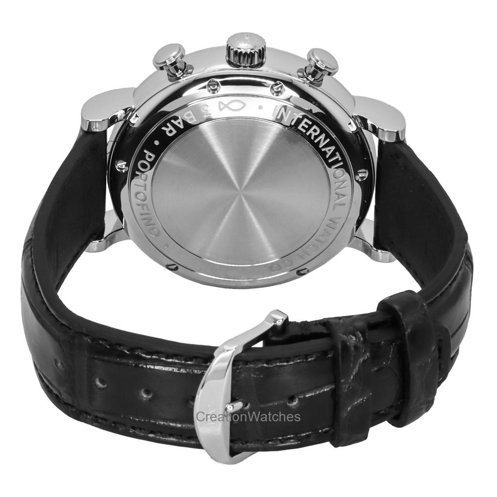 IWC Portofino Chronograph Leather Strap Black Dial Automatic IW391029 Men's Watch