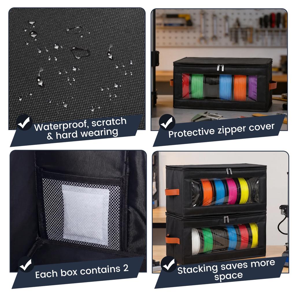 2 Pack Filament Storage Box 3D Printer Filament Storage Container Holds 3D Printing Accessories Holder Rack for Office Lab