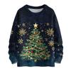 Ladies' Fashionable Casual Long Sleeved Beautiful Christmas Tree Print Round Neck Yarn Knitting