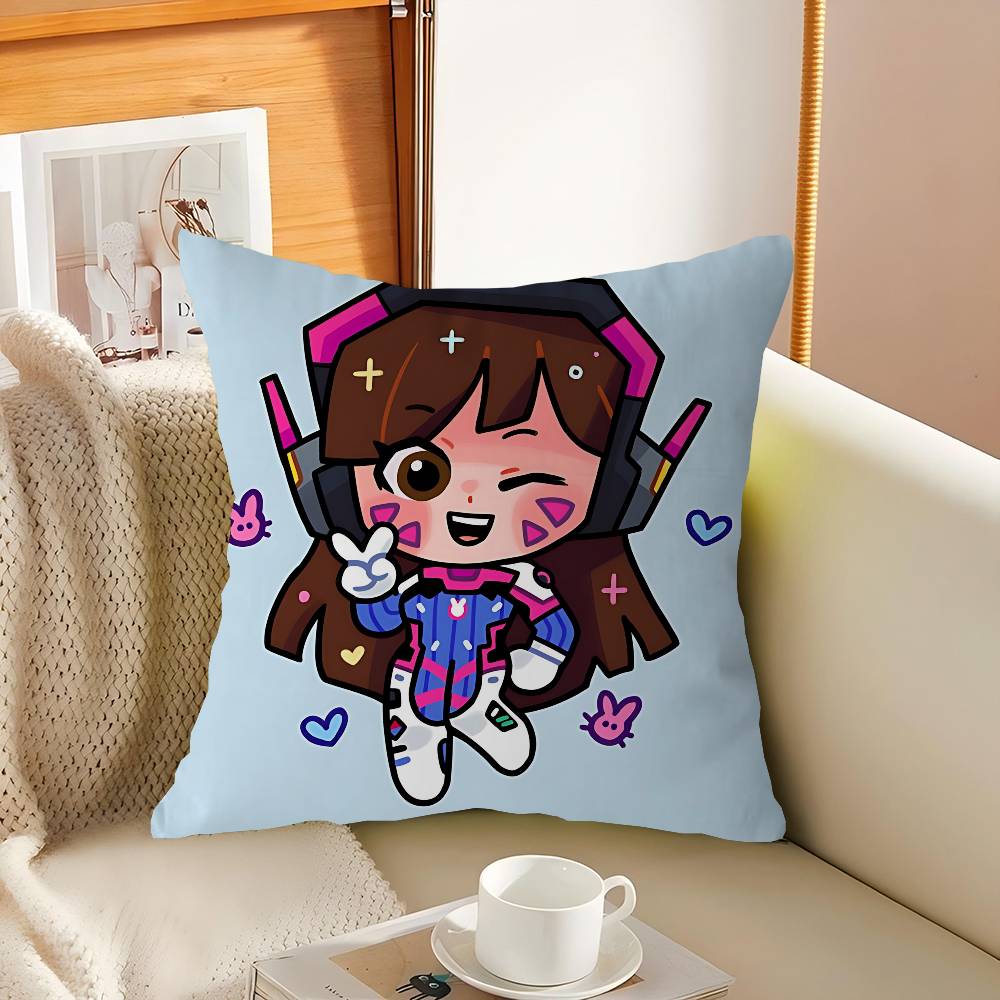 D.Va Cartoon Pillowcase Toon Gift Cushion Cover Bedroom Home Sofa Chair Seat Decor Pillow Case