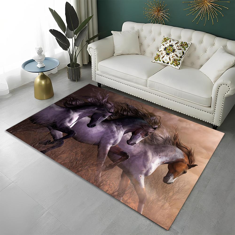3D Animal Pentium Gallant Horse Steed Carpet Rug for Home Living Room Bedroom Sofa Doormat Decor,kid Area Rug Non-slip Floor Mat