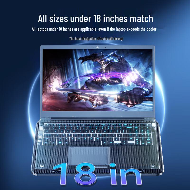 BIAZE A9F 12-Fan Laptop Cooling Pad with Desk Stand & Phone Holder