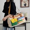 Large Capacity Oxford Fabric Gym Duffel Bag with Shoe Compartment & Adjustable Shoulder Straps, Multi-Pocket Travel Bag for Women