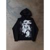 Y2K Gothic Streetwear Hoodie Damen - Übergroßer Pullover mit Langarm und Print-Grafik mit 3D-Design