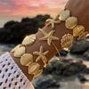 Summer Starfish Shell Open Cuff Bracelet 5-Piece Set Beach Vacation Style Accessory Fashion Vintage Daily Accessory