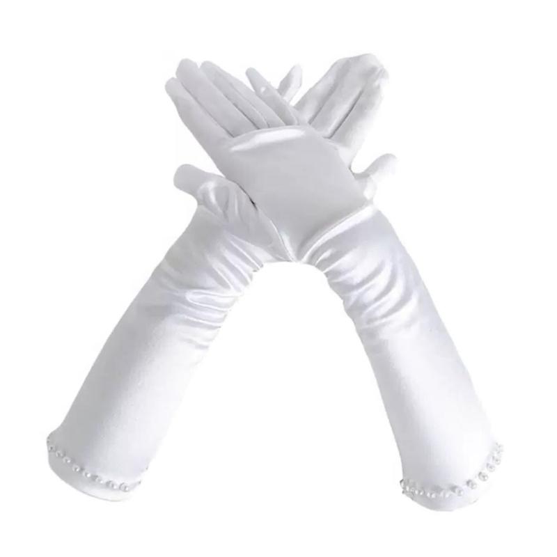 Kids White Gloves for Ceremony School Boys and Girls White Elastic Gloves for Dress Etiquette Gloves Stage Performances