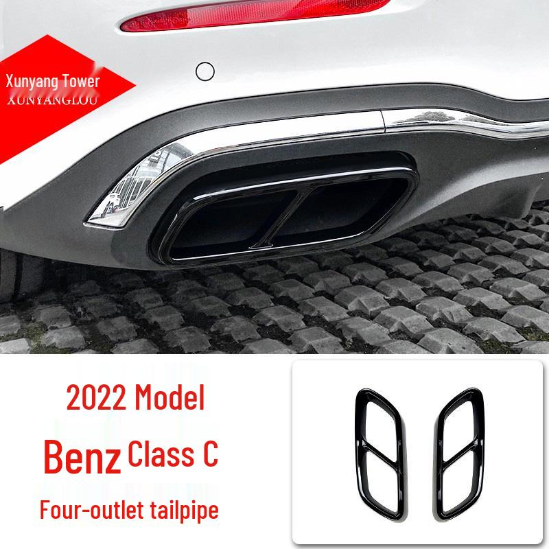Couvercle de sortie d'échappement compatible pour Mercedes Classe A, C, E, GLC - Modification décorative à quatre sorties.