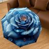 1PC Blue Rose Waterdrops Umbrella-8-Rib Reinforced, Automatic Open, Lightweight & Durable, Cute Fashion Accessory for Outdoor-P103