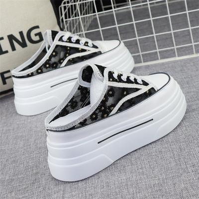 Fashion 8CM Breathable Sneakers Slippers Slides Platform Wedge Ladies Women Sandals Summer Fashion Comfy Sandals Slippers Female Shoes